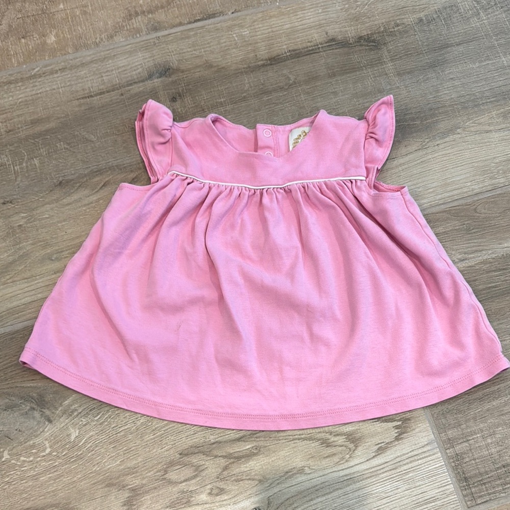 The Beaufort Bonnet Company Pink Flutter Sleeve Baby Top